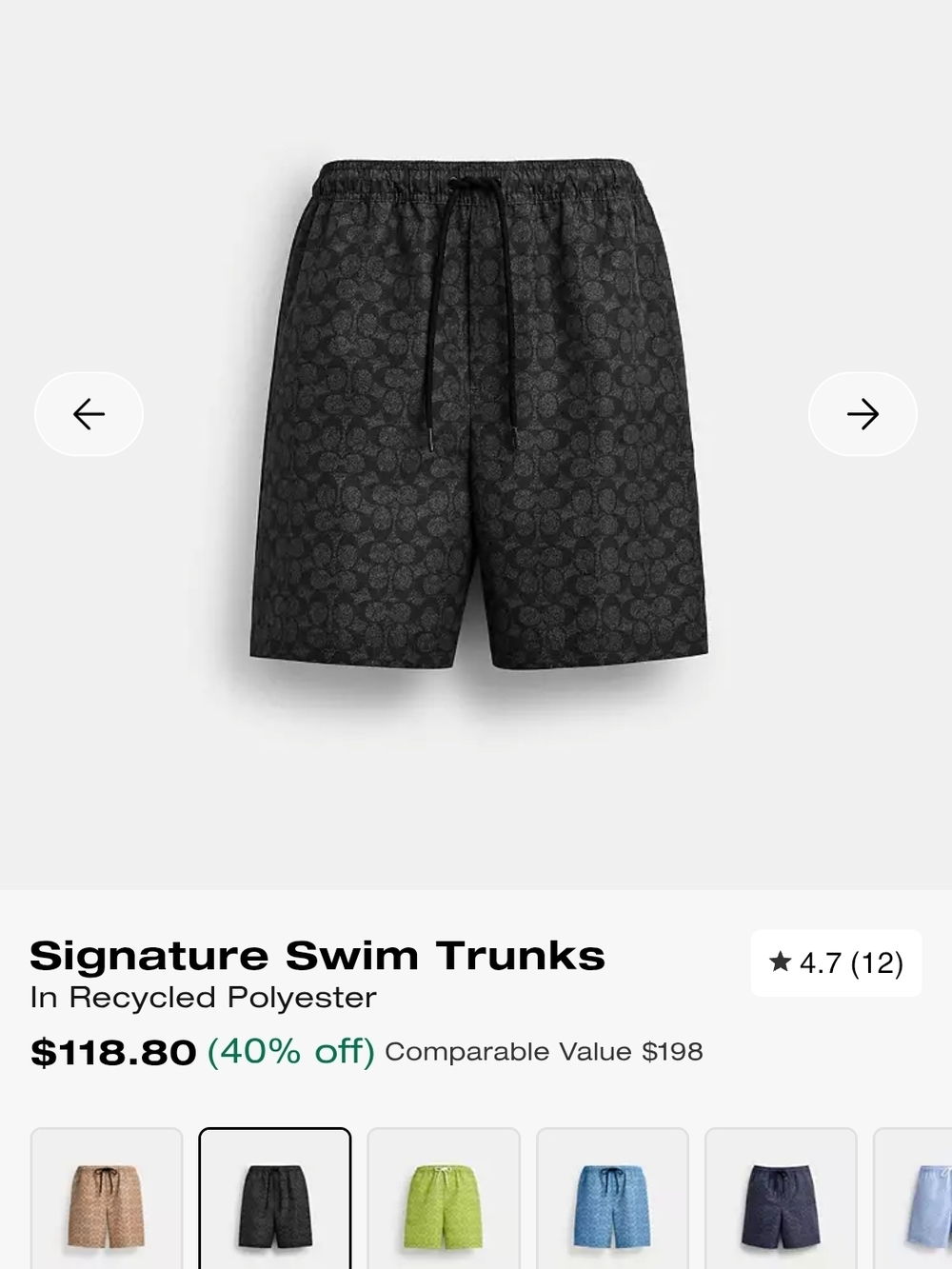 Coach Black Signature Swim Trunks